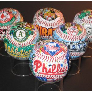 MBL Hand Painted Baseball by Charles Fazzino's | H&S Art
