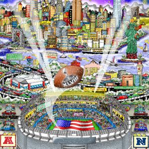 Super Bowl XLVIII (NY/NJ Signed Poster) Charles Fazzino | H&S